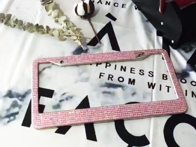 Pink Diamond rhinestone license plate frames