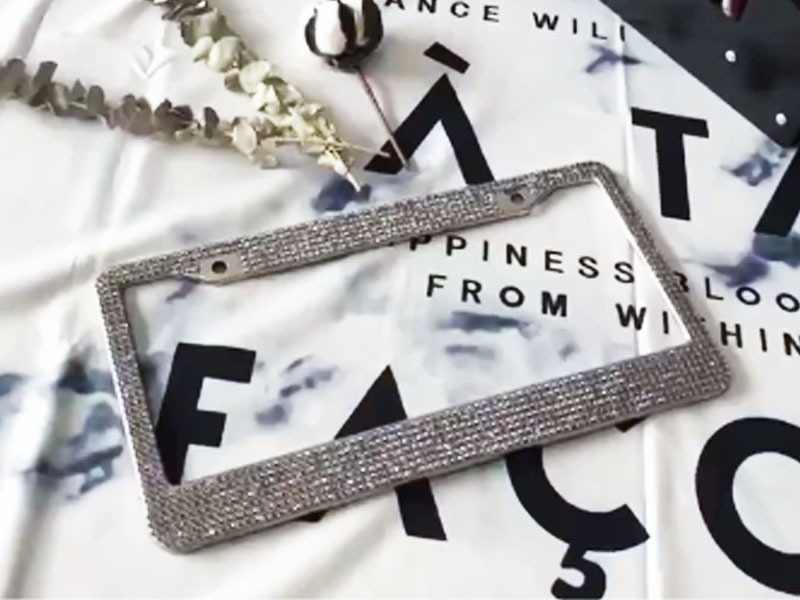 Gray Diamond rhinestone license plate frames